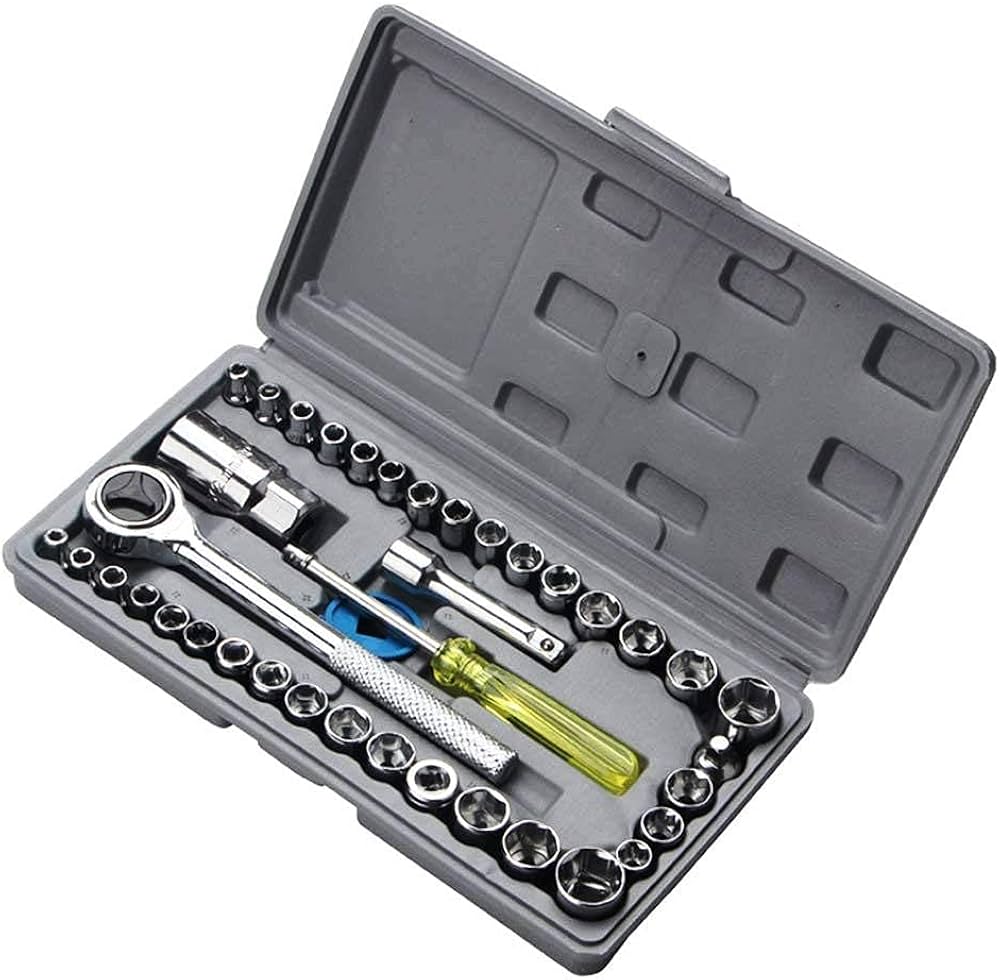 Click to see full view Aiwa Aptechdeals 40 In 1 Pcs Wrench Tool Kit & Screwdriver And Socket Set (Ms-Hmk-Tool-01Hex)