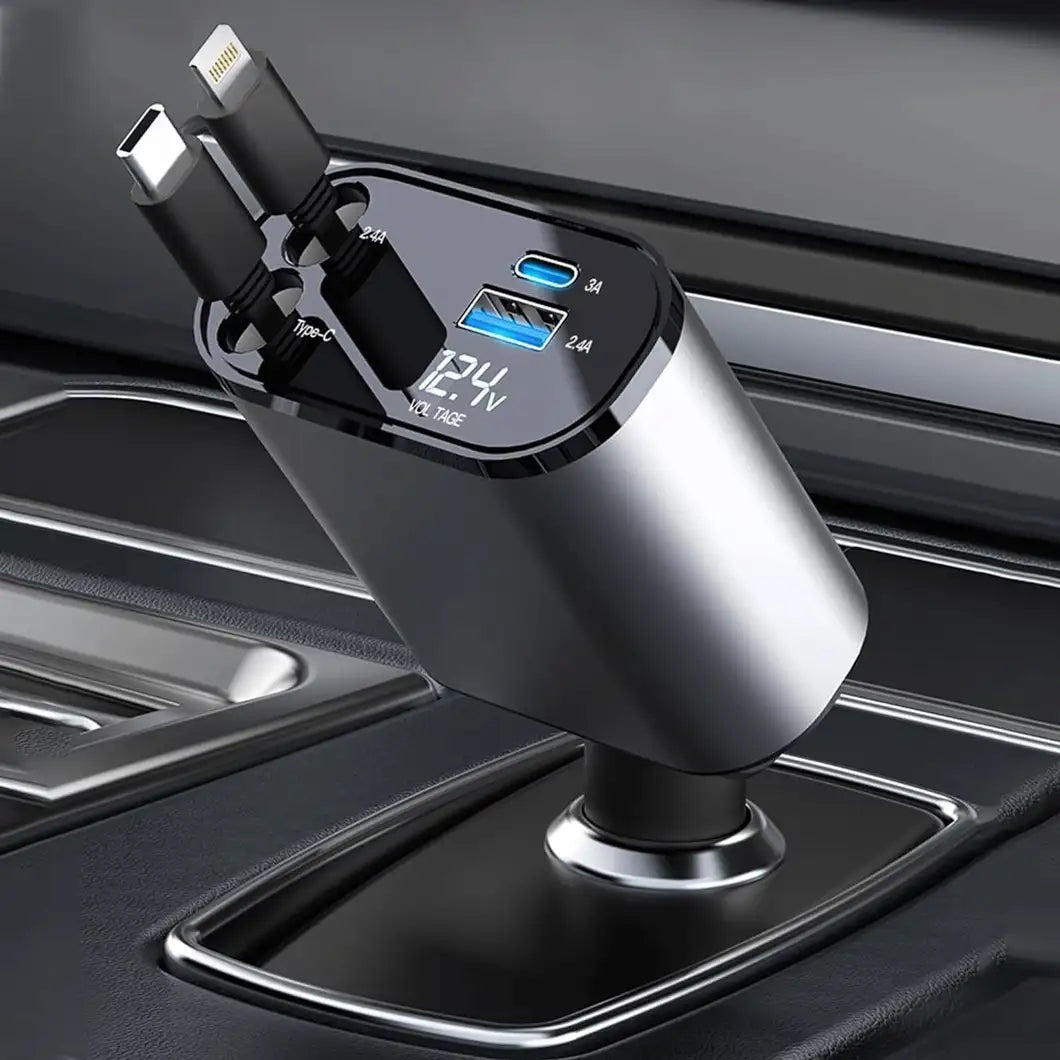 SKOON 120 W Qualcomm Certified Turbo Car Charger (Grey, With USB Cable)